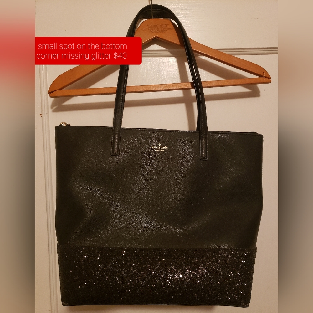 Kate Spade tote black leather/sparkles
